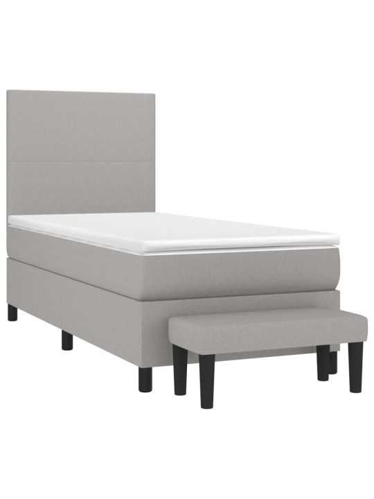 Box spring postel s matrací světle šedý 100 x 200 cm textil