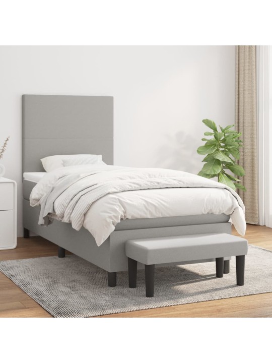 Box spring postel s matrací světle šedý 100 x 200 cm textil