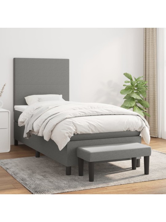Box spring postel s matrací tmavě šedá 100 x 200 cm textil