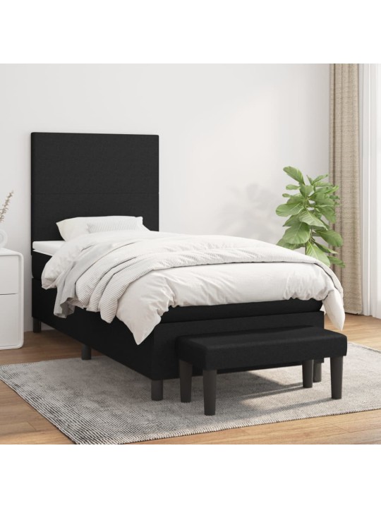 Box spring postel s matrací černá 100 x 200 cm textil