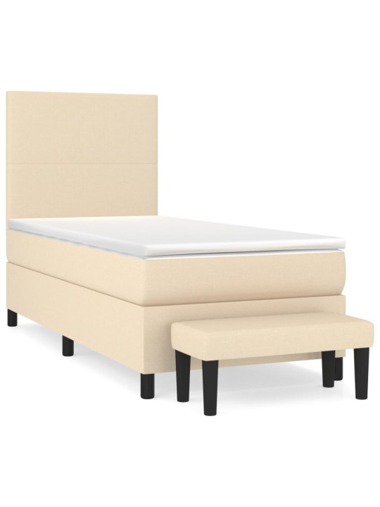 Box spring postel s matrací krémová 100 x 200 cm textil