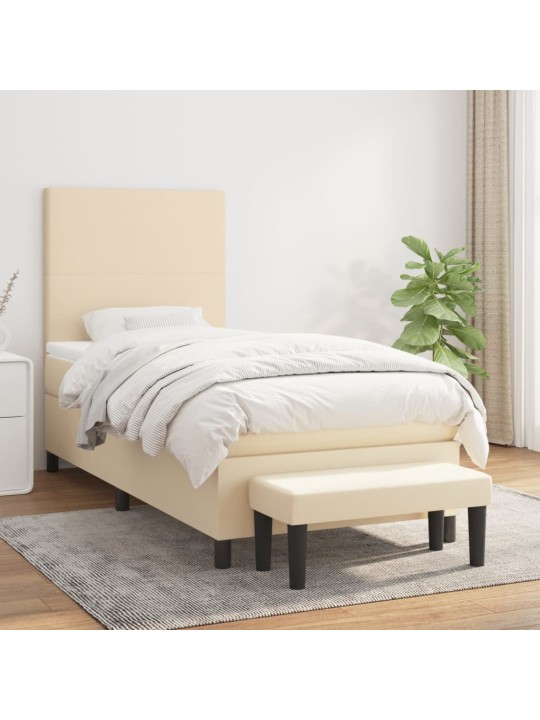 Box spring postel s matrací krémová 100 x 200 cm textil
