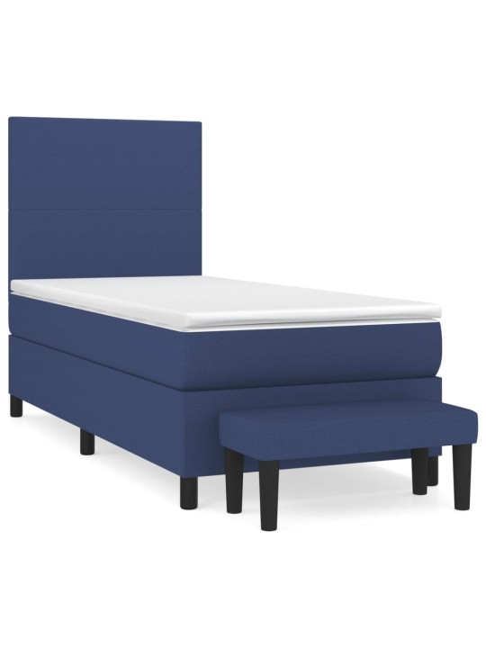 Box spring postel s matrací modrá 100 x 200 cm textil