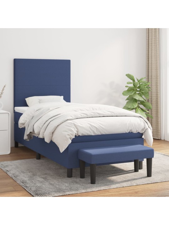 Box spring postel s matrací modrá 100 x 200 cm textil