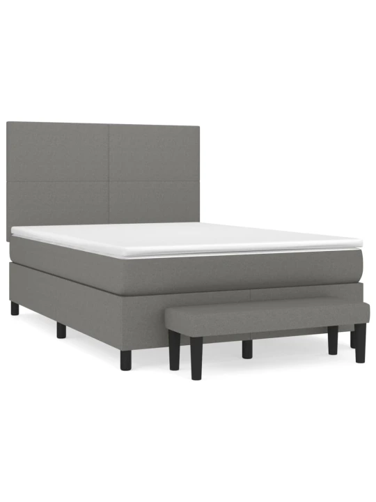 Box spring postel s matrací tmavě šedý 140 x 190 cm textil