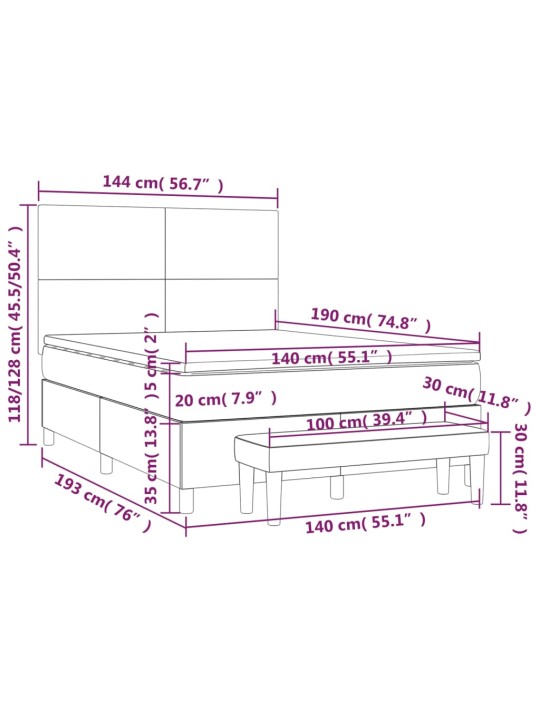 Box spring postel s matrací tmavě šedý 140 x 190 cm textil
