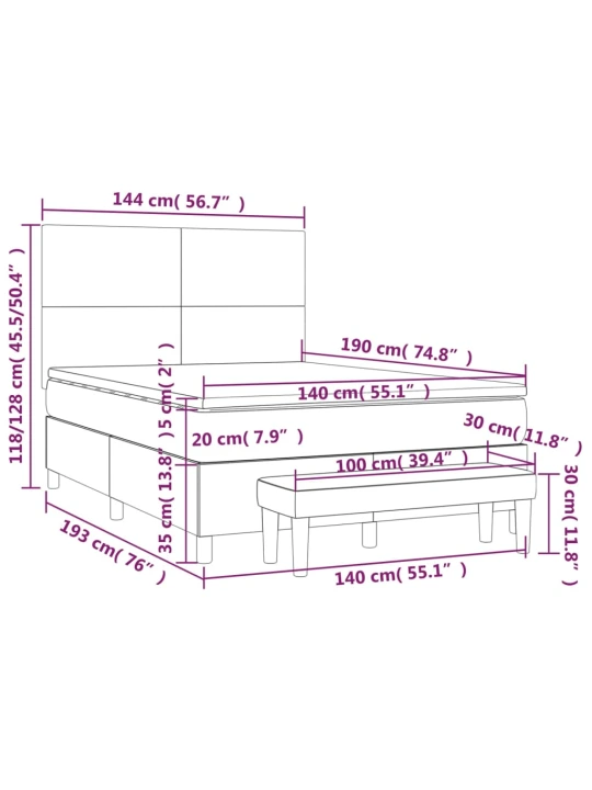 Box spring postel s matrací tmavě šedý 140 x 190 cm textil
