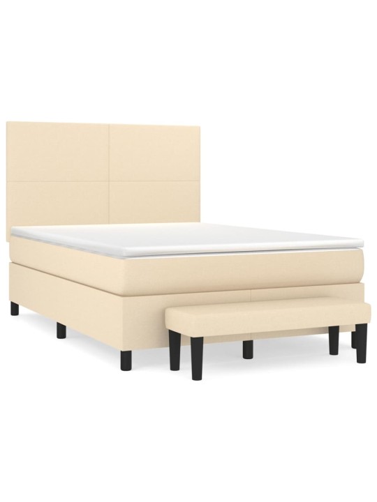 Box spring postel s matrací krémová 140x190 cm textil