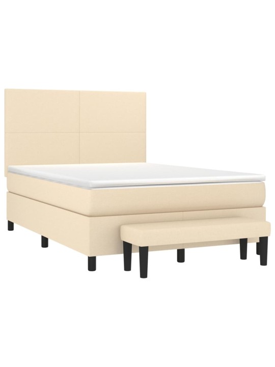Box spring postel s matrací krémová 140x190 cm textil