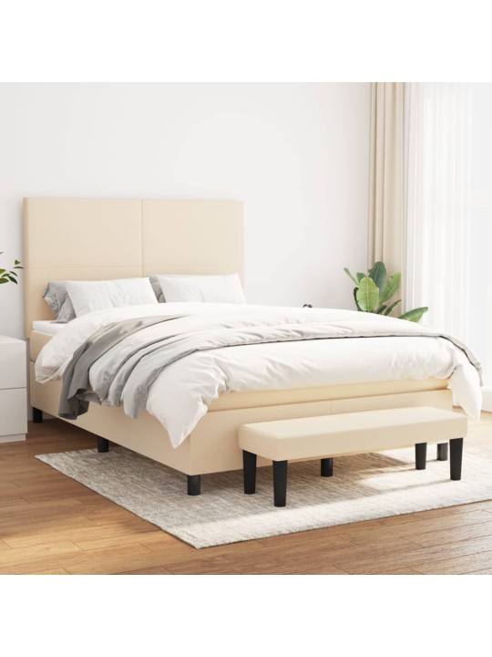 Box spring postel s matrací krémová 140x190 cm textil