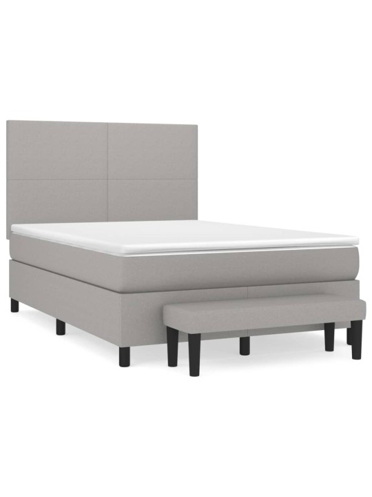 Box spring postel s matrací světle šedá 140 x 200 cm textil