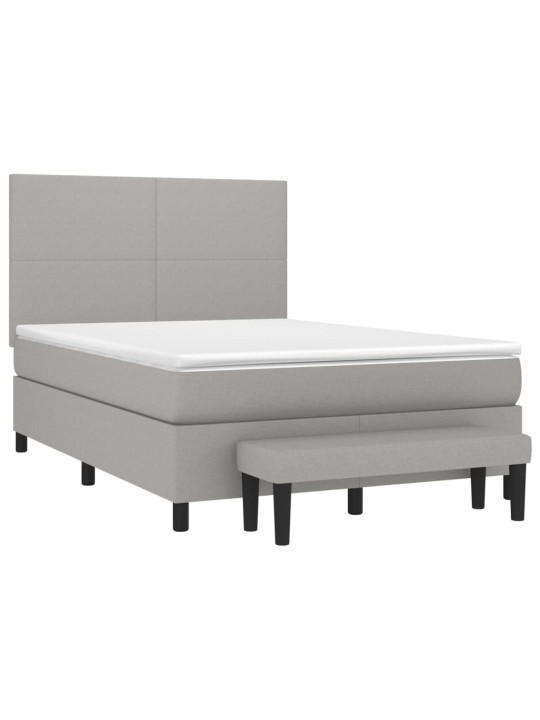 Box spring postel s matrací světle šedá 140 x 200 cm textil