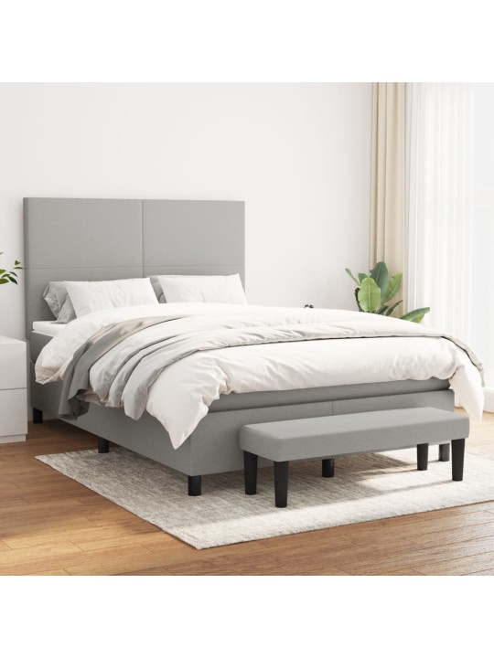 Box spring postel s matrací světle šedá 140 x 200 cm textil