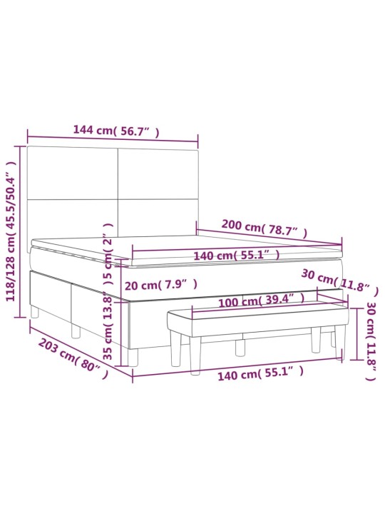 Box spring postel s matrací tmavě šedá 140x200 cm textil