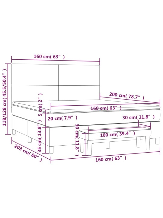 Box spring postel s matrací tmavě šedá 160x200 cm textil