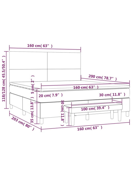 Box spring postel s matrací tmavě šedá 160x200 cm textil