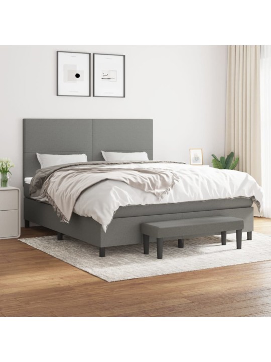 Box spring postel s matrací tmavě šedá 160x200 cm textil
