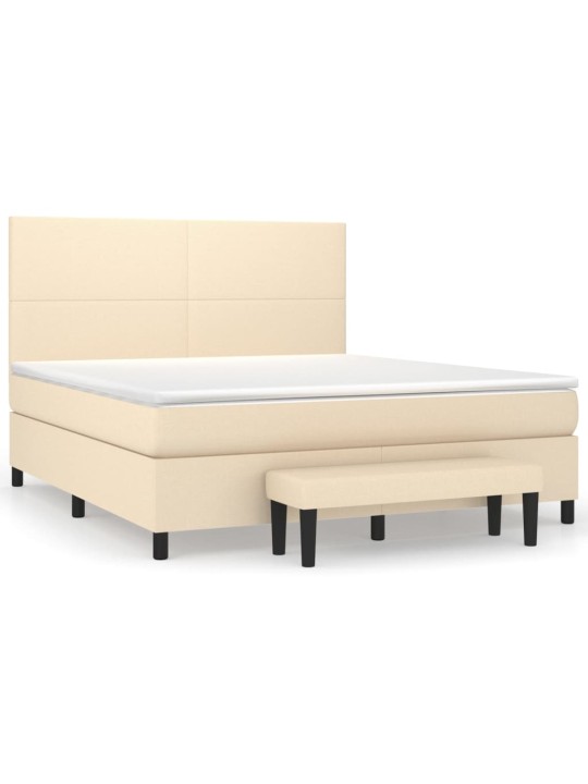 Box spring postel s matrací krémová 160x200 cm textil