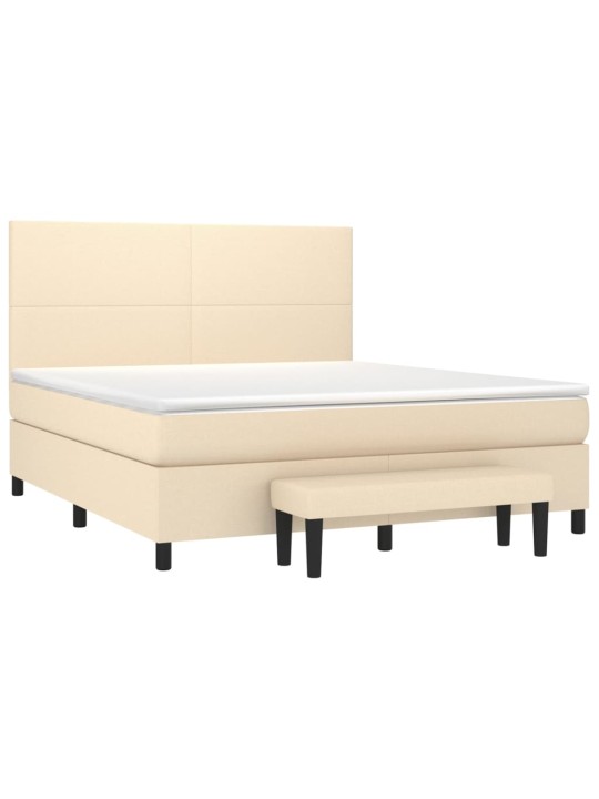 Box spring postel s matrací krémová 160x200 cm textil