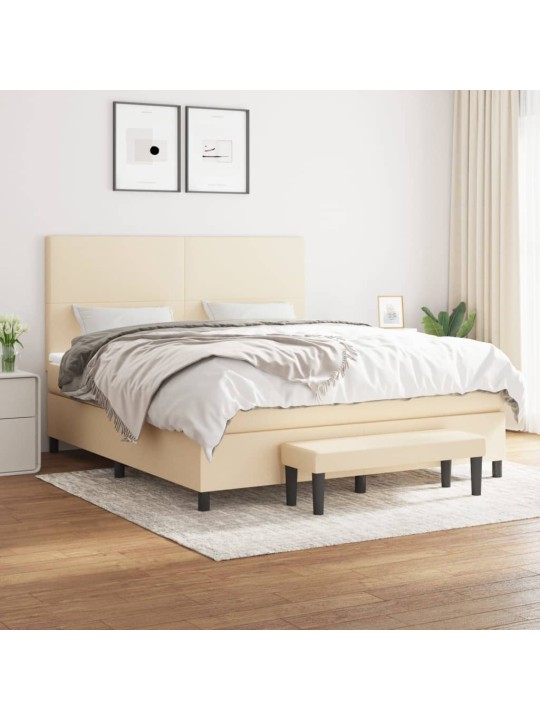 Box spring postel s matrací krémová 160x200 cm textil
