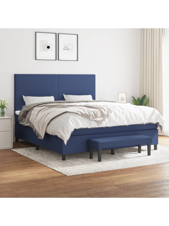 Box spring postel s matrací modrá 160x200 cm textil