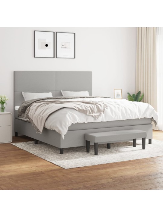 Box spring postel s matrací světle šedá 180 x 200 cm textil