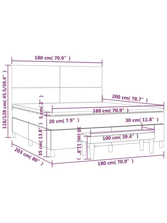 Box spring postel s matrací tmavě šedá 180x200 cm textil
