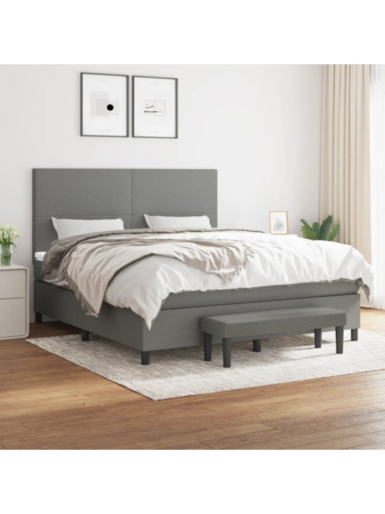 Box spring postel s matrací tmavě šedá 180x200 cm textil