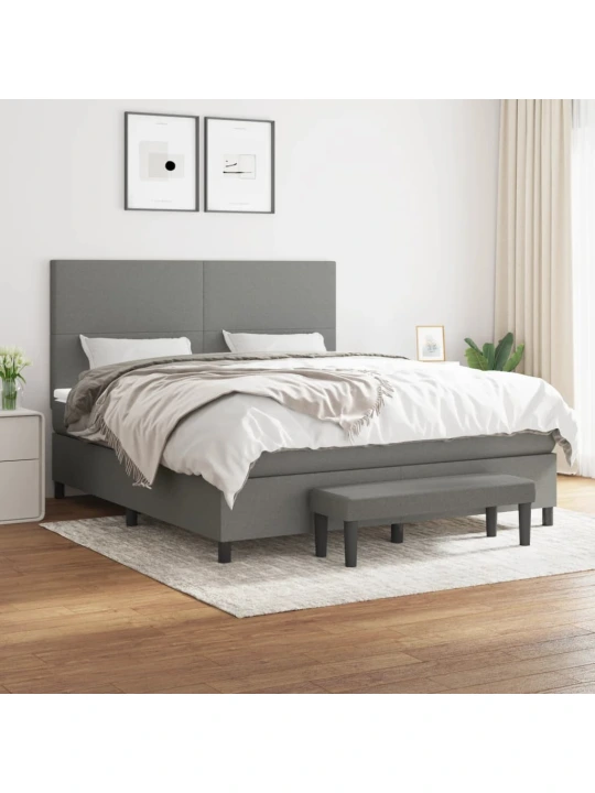 Box spring postel s matrací tmavě šedá 180x200 cm textil