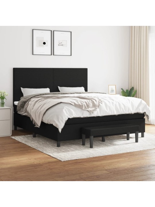 Box spring postel s matrací černá 180x200 cm textil
