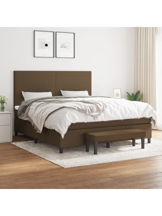 Box spring postel s matrací tmavě hnědá 180x200 cm textil