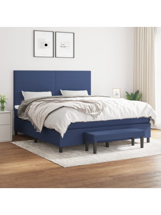 Box spring postel s matrací modrá 180x200 cm textil