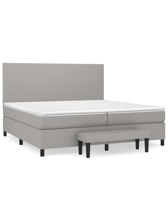 Box spring postel s matrací světle šedá 200 x 200 cm textil