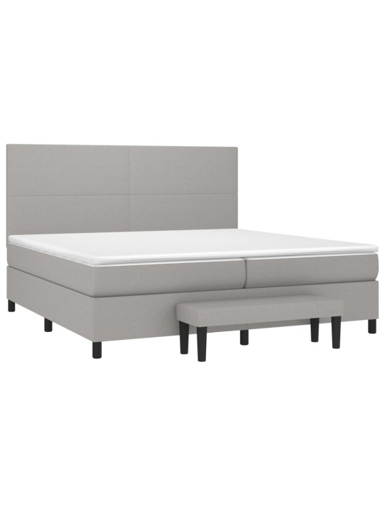 Box spring postel s matrací světle šedá 200 x 200 cm textil