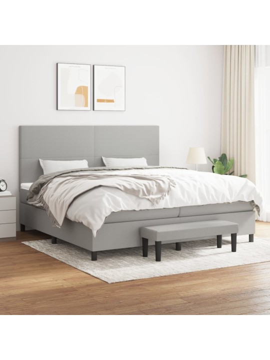 Box spring postel s matrací světle šedá 200 x 200 cm textil