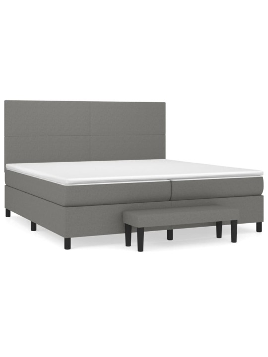 Box spring postel s matrací tmavě šedá 200x200 cm textil