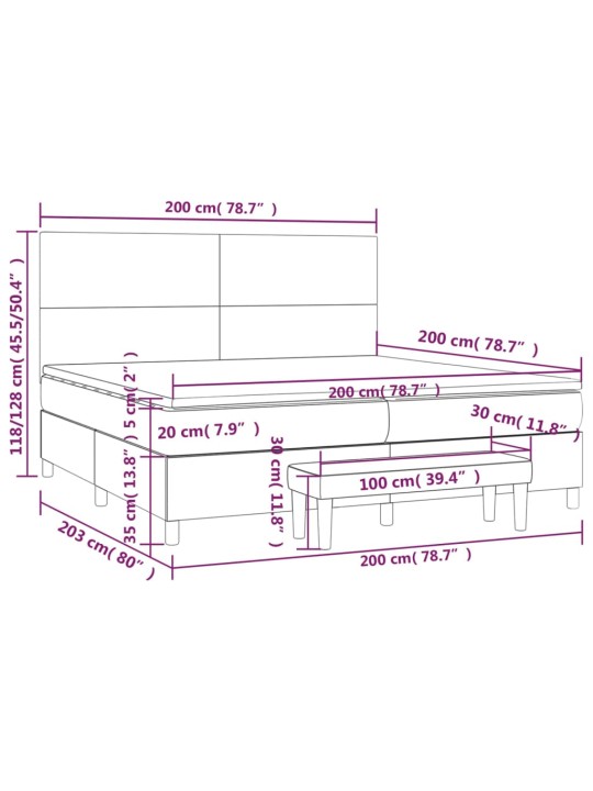 Box spring postel s matrací tmavě šedá 200x200 cm textil