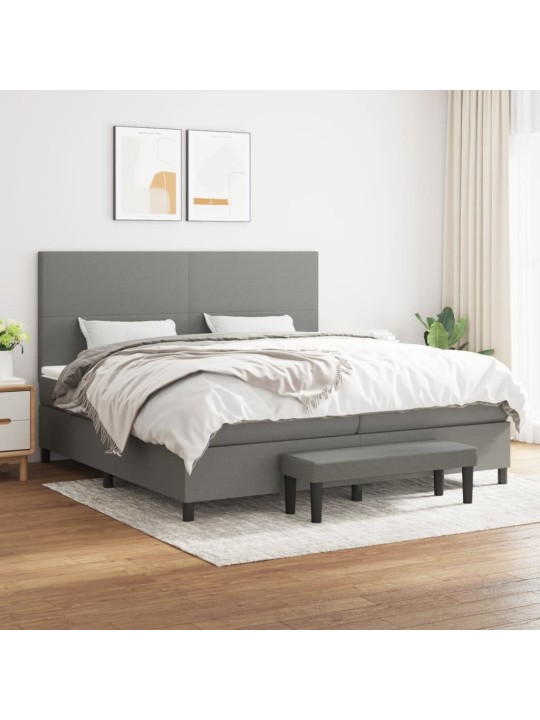 Box spring postel s matrací tmavě šedá 200x200 cm textil