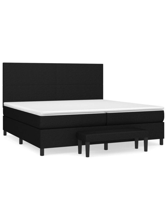 Box spring postel s matrací černá 200x200 cm textil