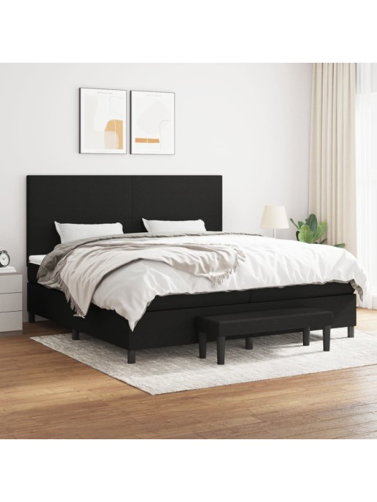 Box spring postel s matrací černá 200x200 cm textil