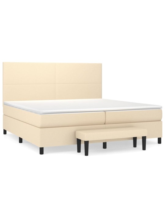 Box spring postel s matrací krémová 200x200 cm textil
