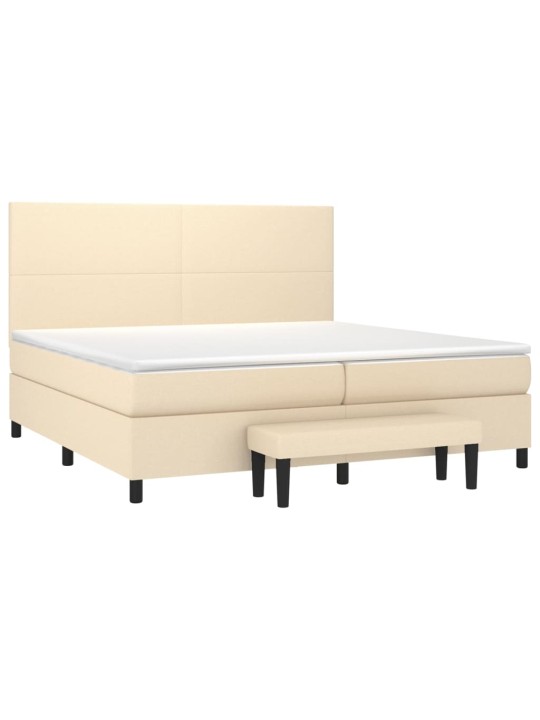 Box spring postel s matrací krémová 200x200 cm textil
