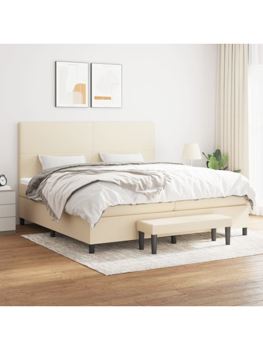 Box spring postel s matrací krémová 200x200 cm textil