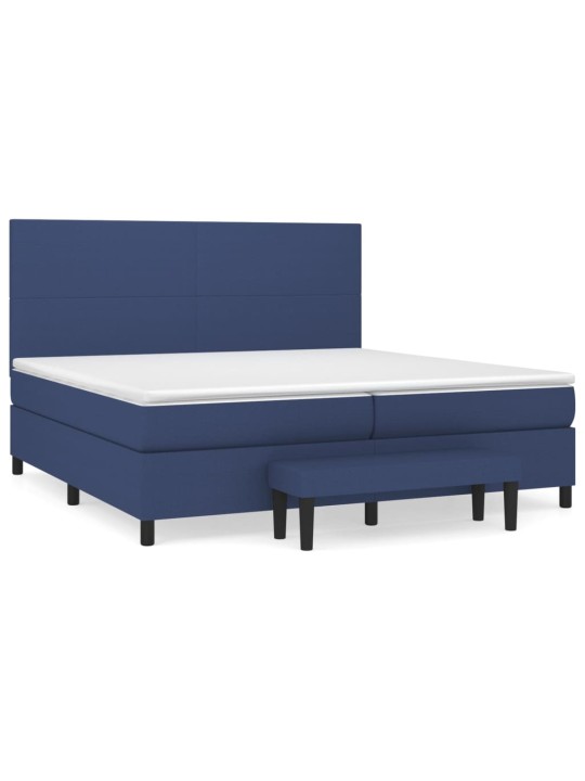 Box spring postel s matrací modrá 200x200 cm textil