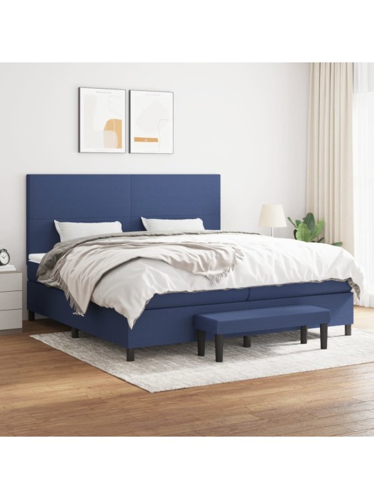 Box spring postel s matrací modrá 200x200 cm textil