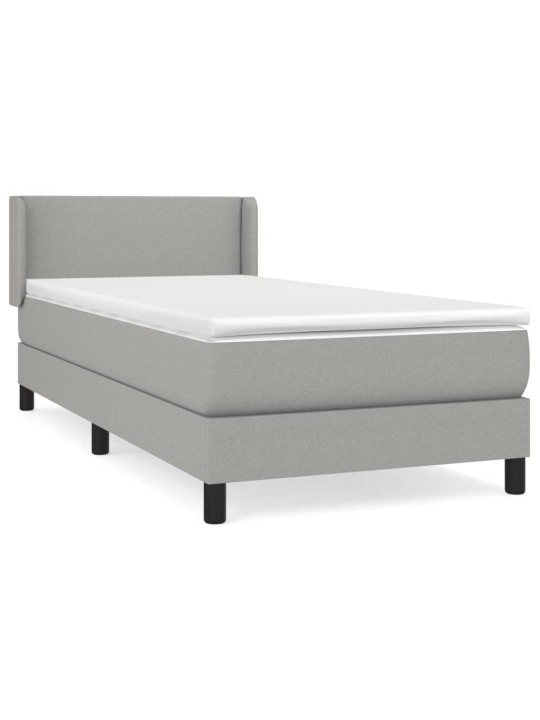 Box spring postel s matrací světle šedá 90x190 cm textil