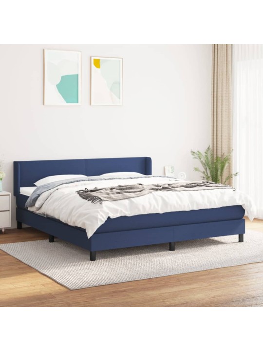 Box spring postel s matrací modrá 160x200 cm textil