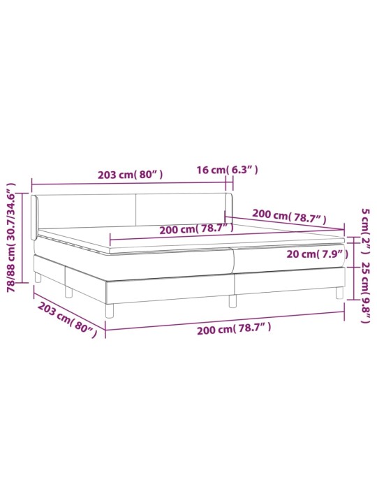 Box spring postel s matrací tmavě šedá 200x200 cm textil