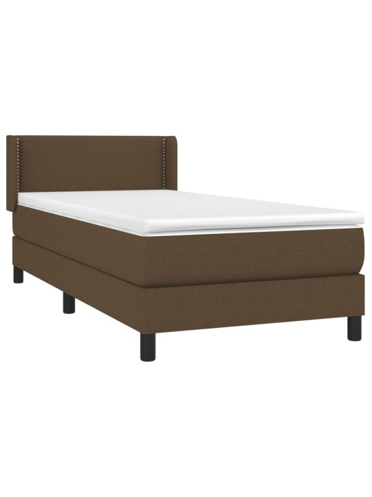 Box spring postel s matrací tmavě hnědá 90x190 cm textil