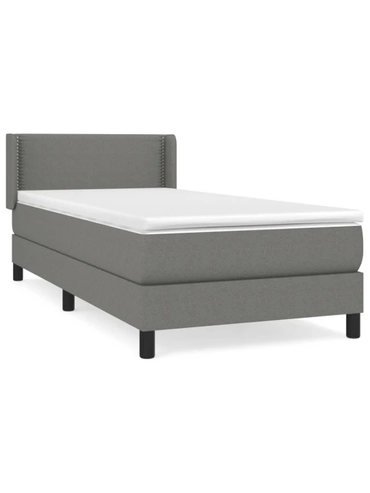 Box spring postel s matrací tmavě šedá 90x200 cm textil